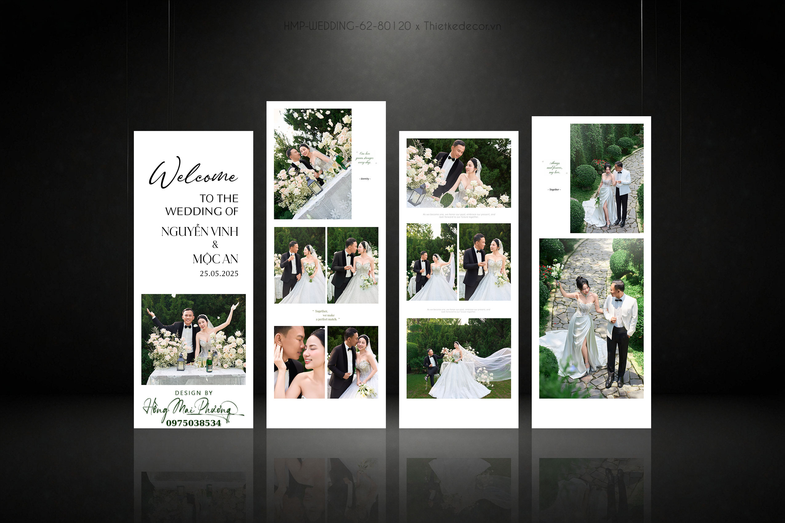 Backdrop check in ảnh cô dâu chú rể sang đẹp, tinh giản tone trắng